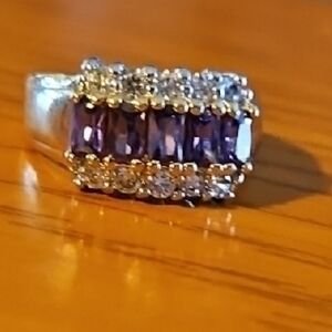 Elegant Silver and Purple Gemstone Ring